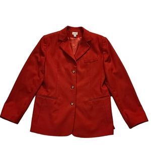 L.L. Bean Red Wool Cashmere Blazer Suit Jacket Womens Size 14R